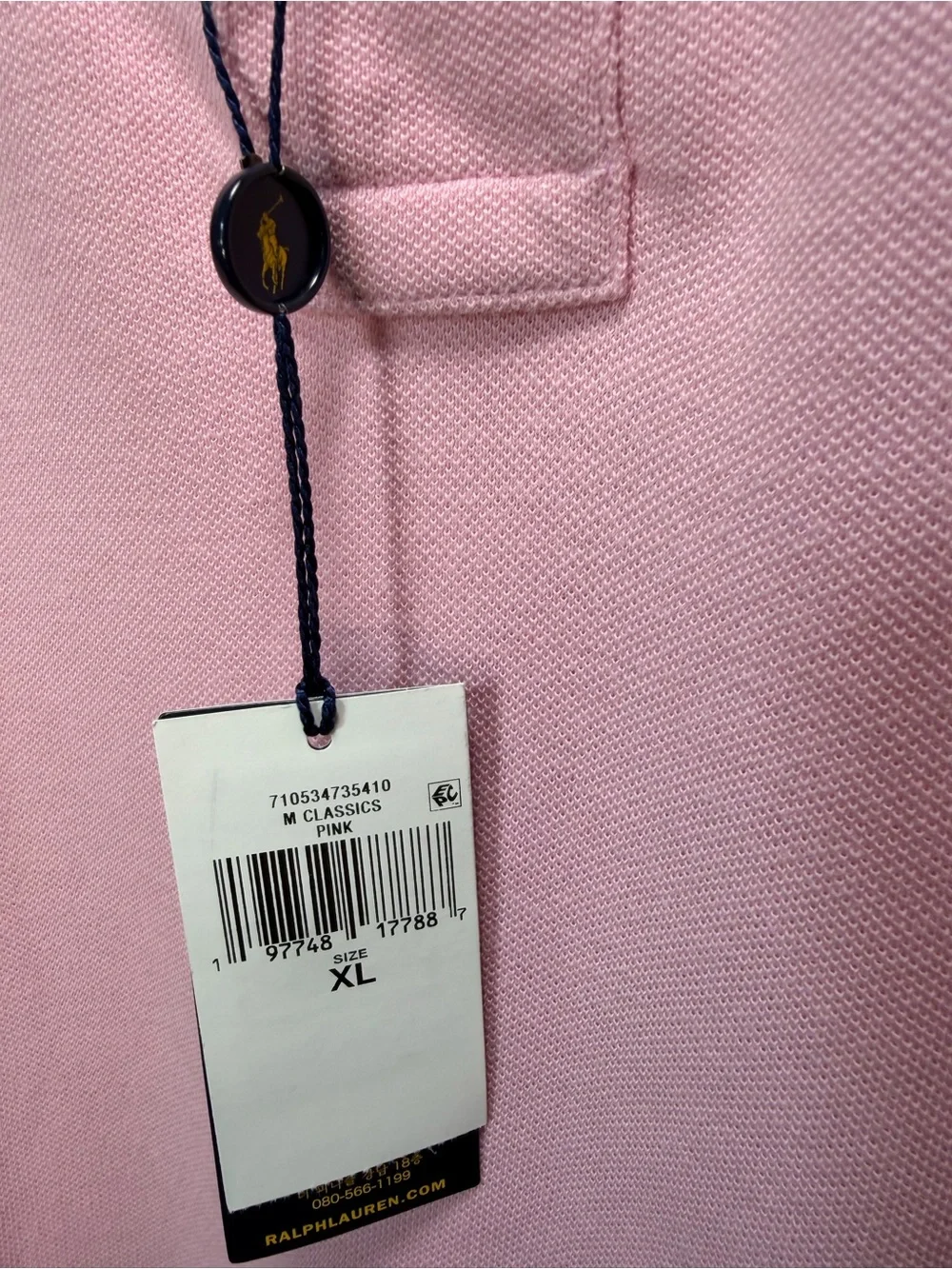 Ralph Lauren Men's Pink Polo with Mint Logo
